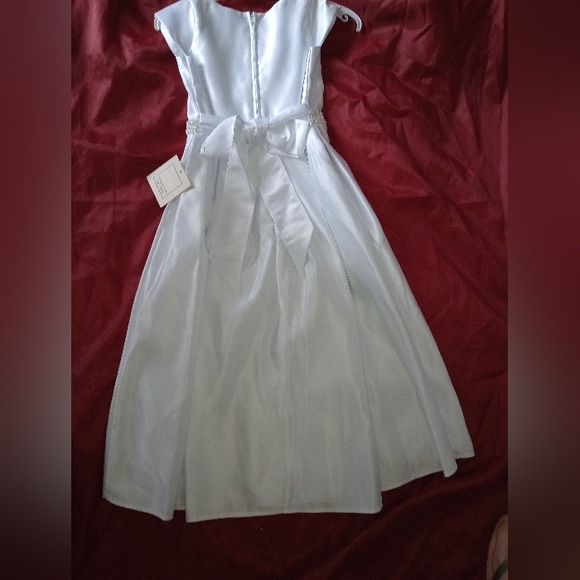 Dresses Sz 6 Girls White Pleated Satin Pocketed - Picture 12 of 16